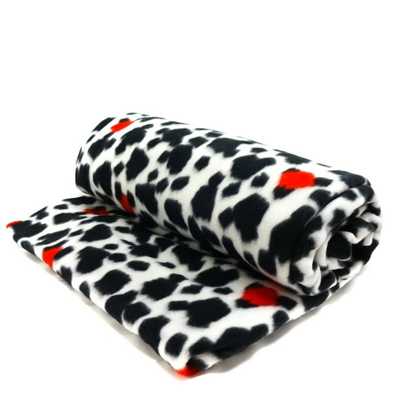 Shason Textile 60" x 2 yd 100% Polyester Fleece Abstract Dalmatian Sewing & Craft Fabric, Black, White and Red