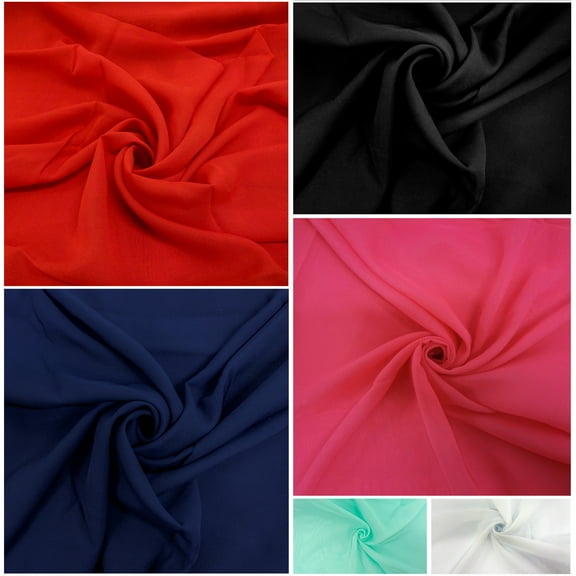 Shason Textile 60" x 3 yd 100% Polyester Chiffon Solid Print Craft Fabric, Fuchsia