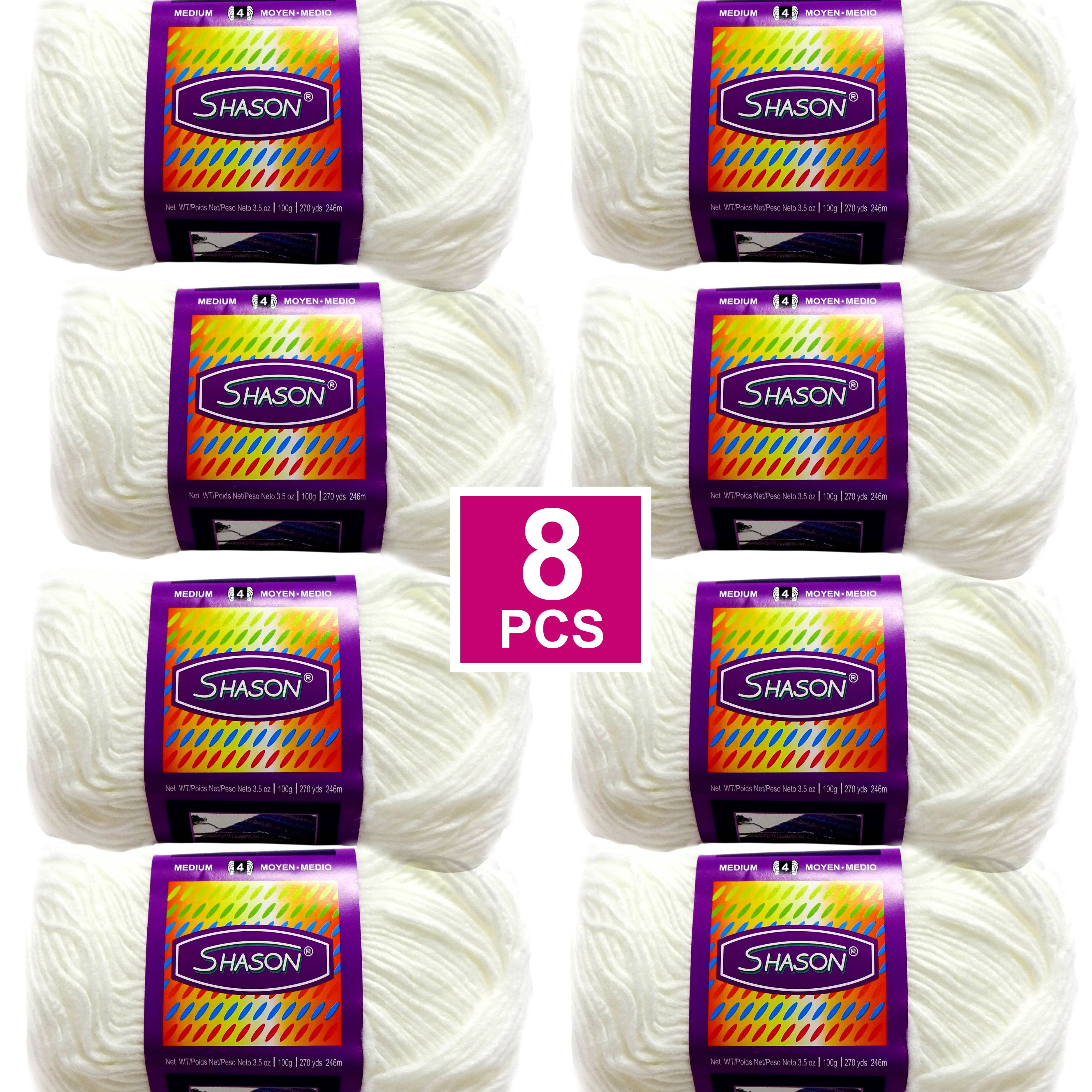 Shason Textile (8-Pack) Super Soft Acrylic Yarn, White.