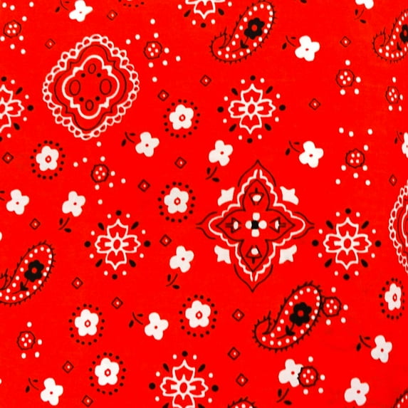 Shason Textile Craft Project Poly Cotton Bandana Print Precut Fabric (2 Yards, Red)