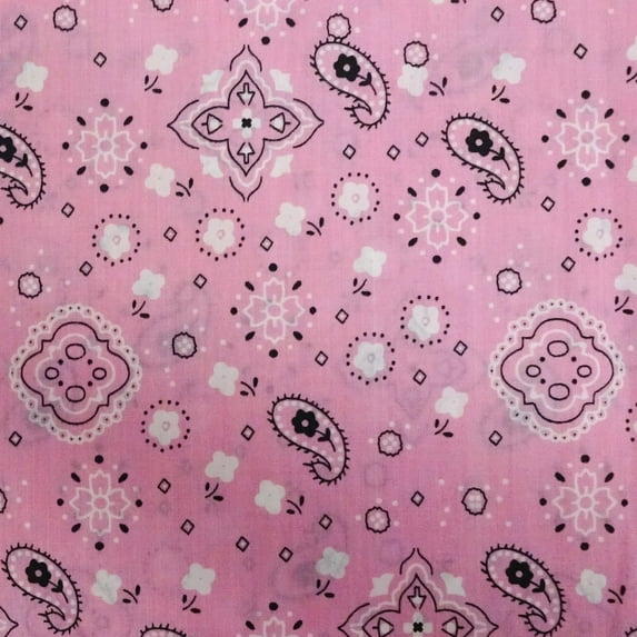 Shason Textile Craft Project Poly Cotton Bandana Print Precut Fabric (3 Yards, Pink)