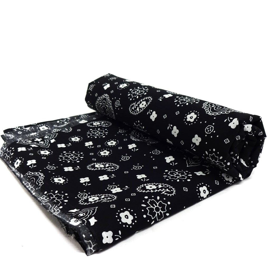 Shason Textile Craft Project Poly Cotton Print Bandana, Black