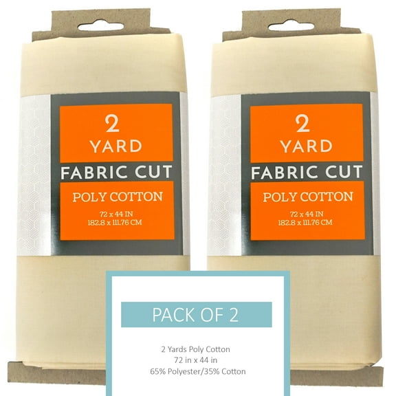 Shason Textile Craft Quilting Poly Cotton 2 Yards Precut Fabric, Cream (Pack of 2)