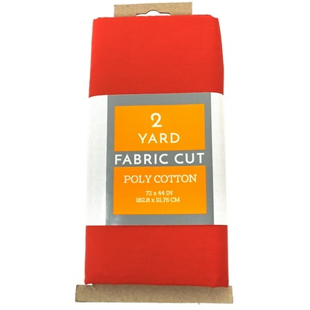 Shason Textile 2 Yard Cut Poly Cotton Fabric, Red, 44" Wide for Craft & Quilting Projects
