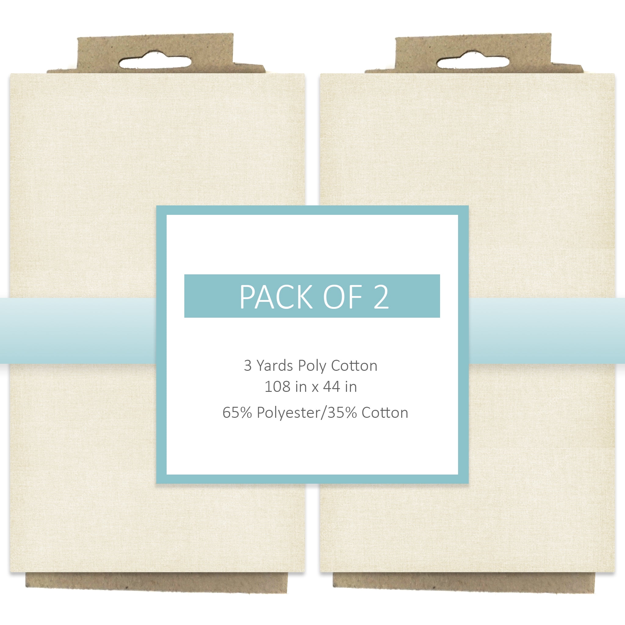 Shason Textile Craft Quilting Poly Cotton 3 Yards Precut Fabric, Cream (Pack of 2)