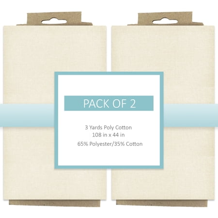 Shason Textile Craft Quilting Poly Cotton 3 Yards Precut Fabric, Cream (Pack of 2)