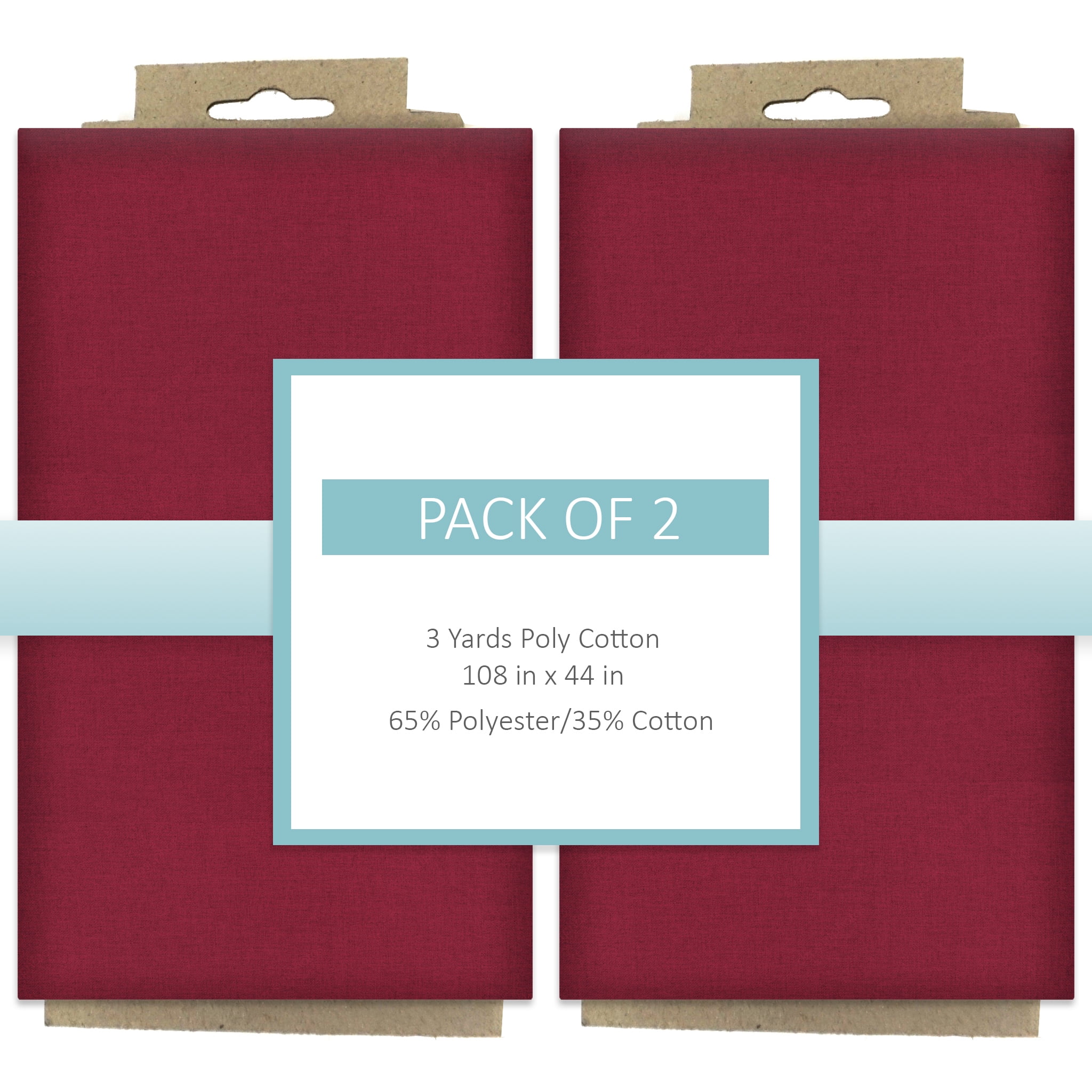 Shason Textile Craft Quilting Poly Cotton 3 Yards Precut Fabric, Merlot (Pack of 2)