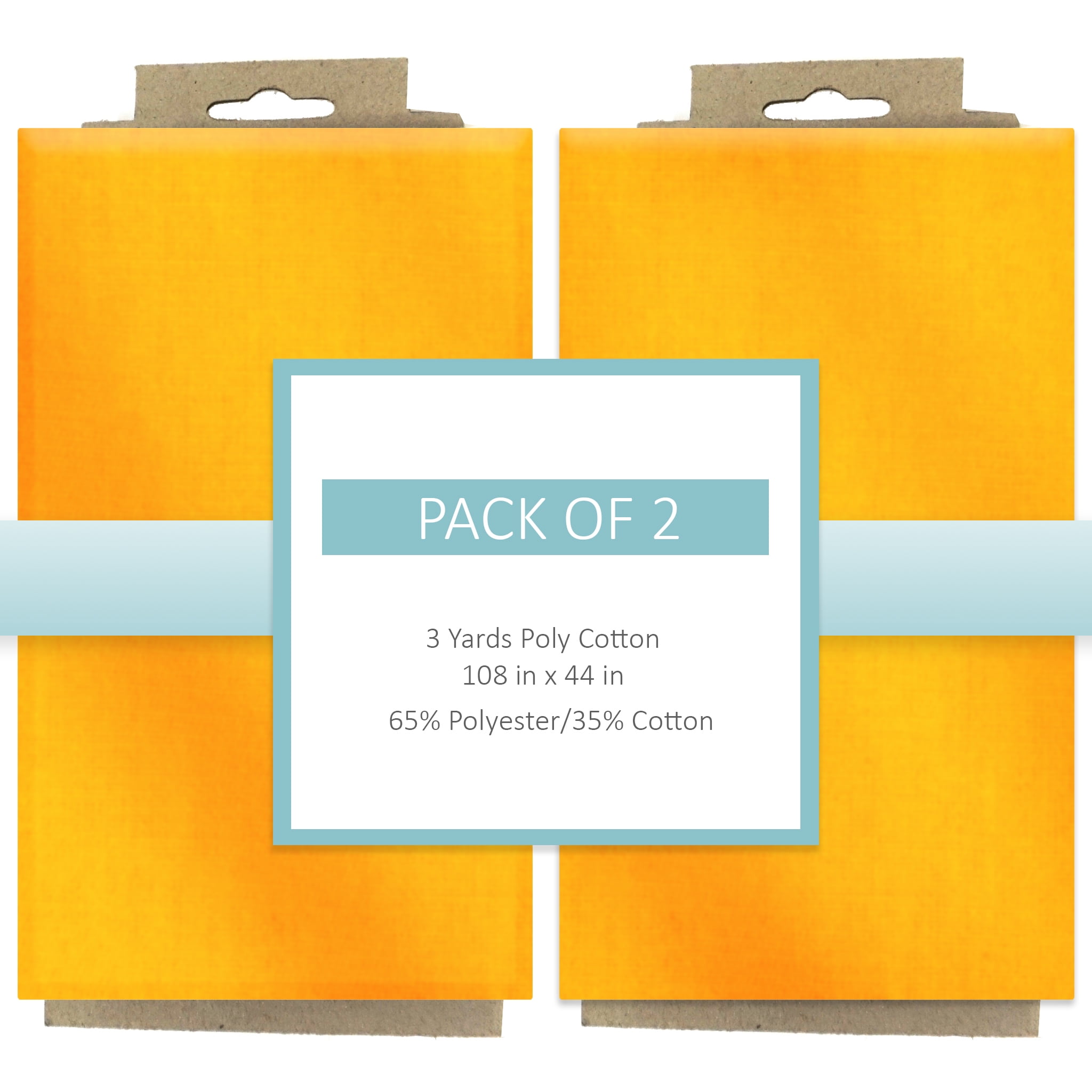 Shason Textile Craft Quilting Poly Cotton 3 Yards Precut Fabric, Yellow (Pack of 2)