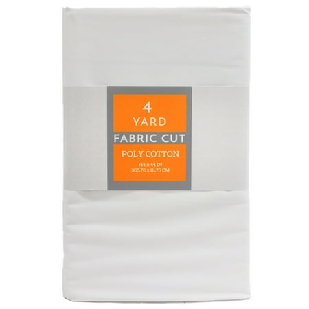 Shason Textile Poly Cotton (4 Yards Cut) x 44" Craft Projects Quilting Precut Fabric, White