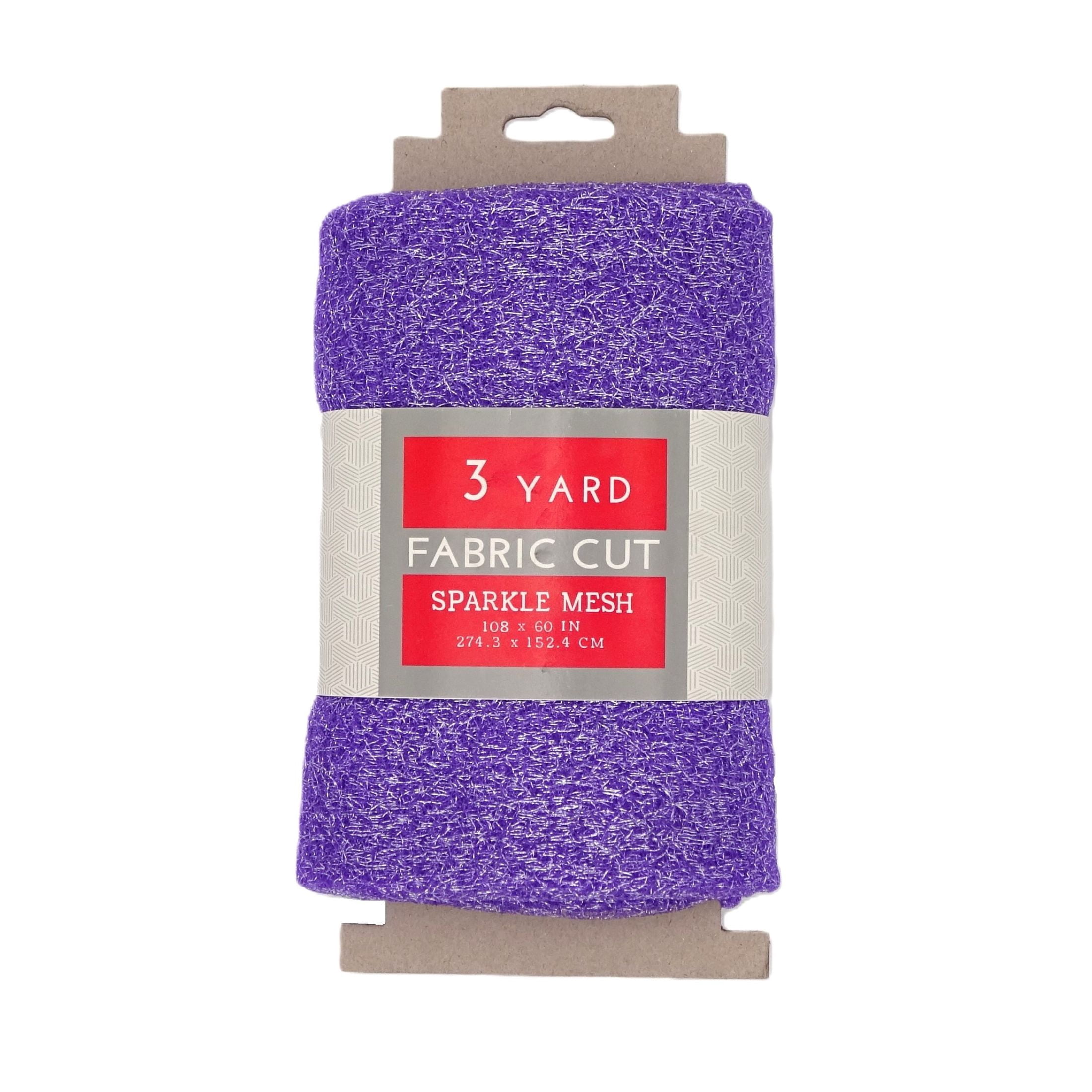 Shason Textile Purple Polyester Sparkle Mesh Fabric, 3 Yard Pre-Cut
