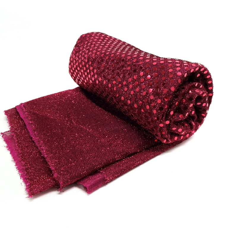 Shason Textile Spangle Sequin Glitter Knit Fabric, Hot Pink 