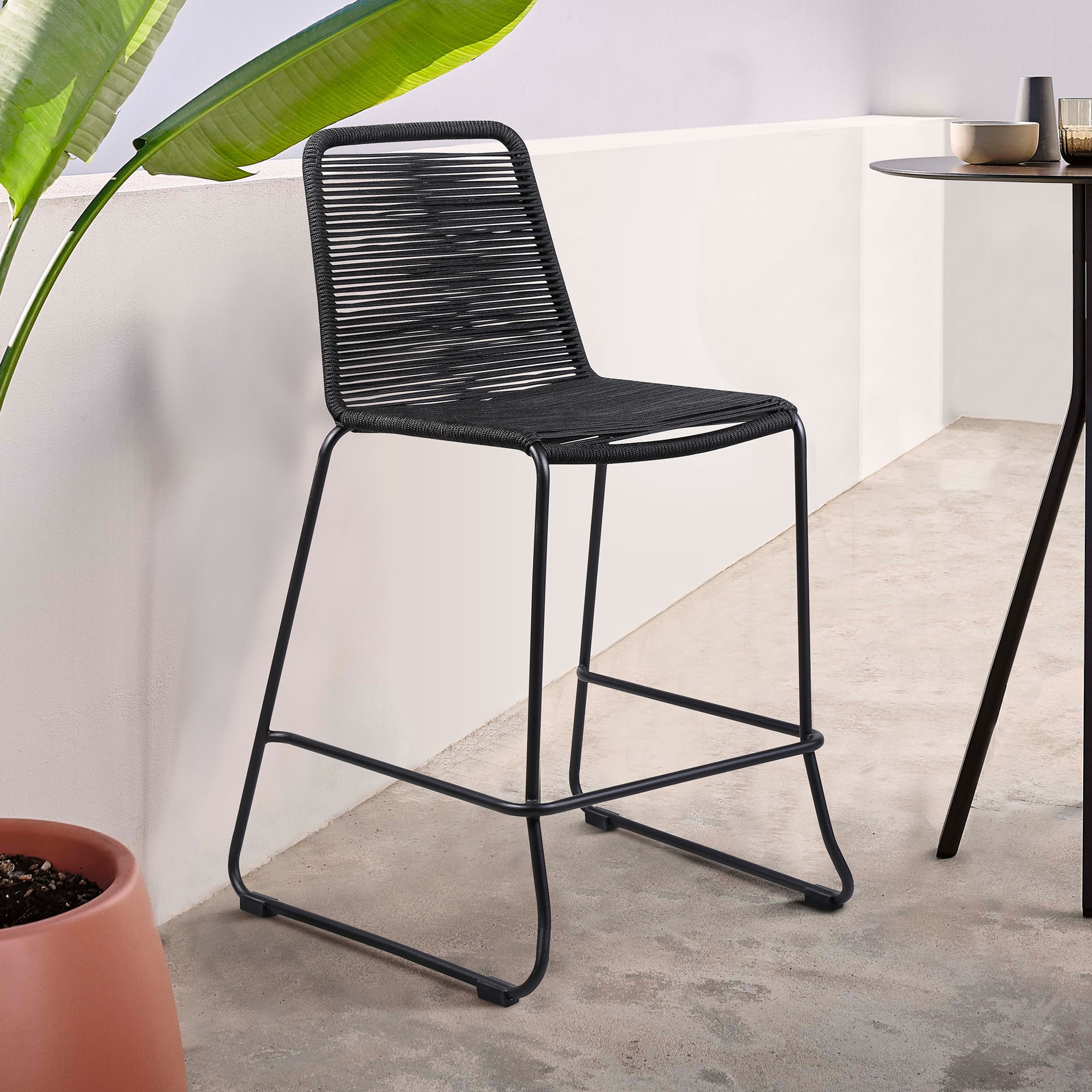 Armen Living Shasta 30-inch Outdoor Patio Barstool In Black Powder ...