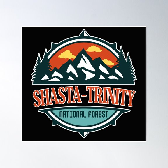 Shasta Trinity National Forest Poster Wall Art, Modern Wall Decor, 16x16 UNFRAMED