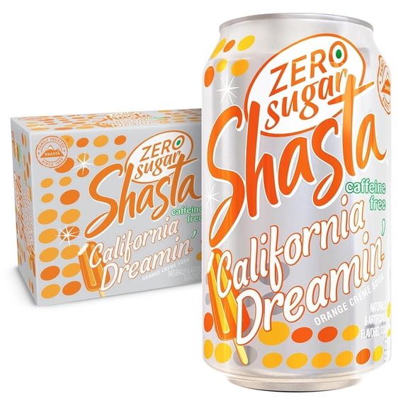 Shasta Zero Sugar California Dreamin' | Citrus & Tropical Flavor | 12-Pack of 12oz Cans | Sugar-Free, Caffeine-Free Soda with Bright, Refreshing Vibes