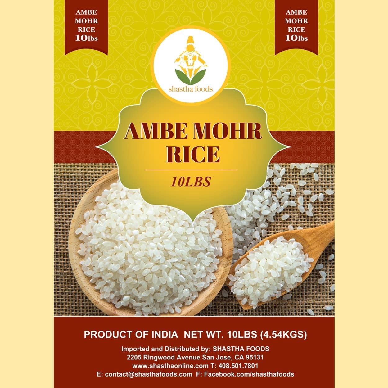 Shastha Foods Ambe Mohr Rice, Gluten-Free and Nut-Free, 20 lbs, pack of 1