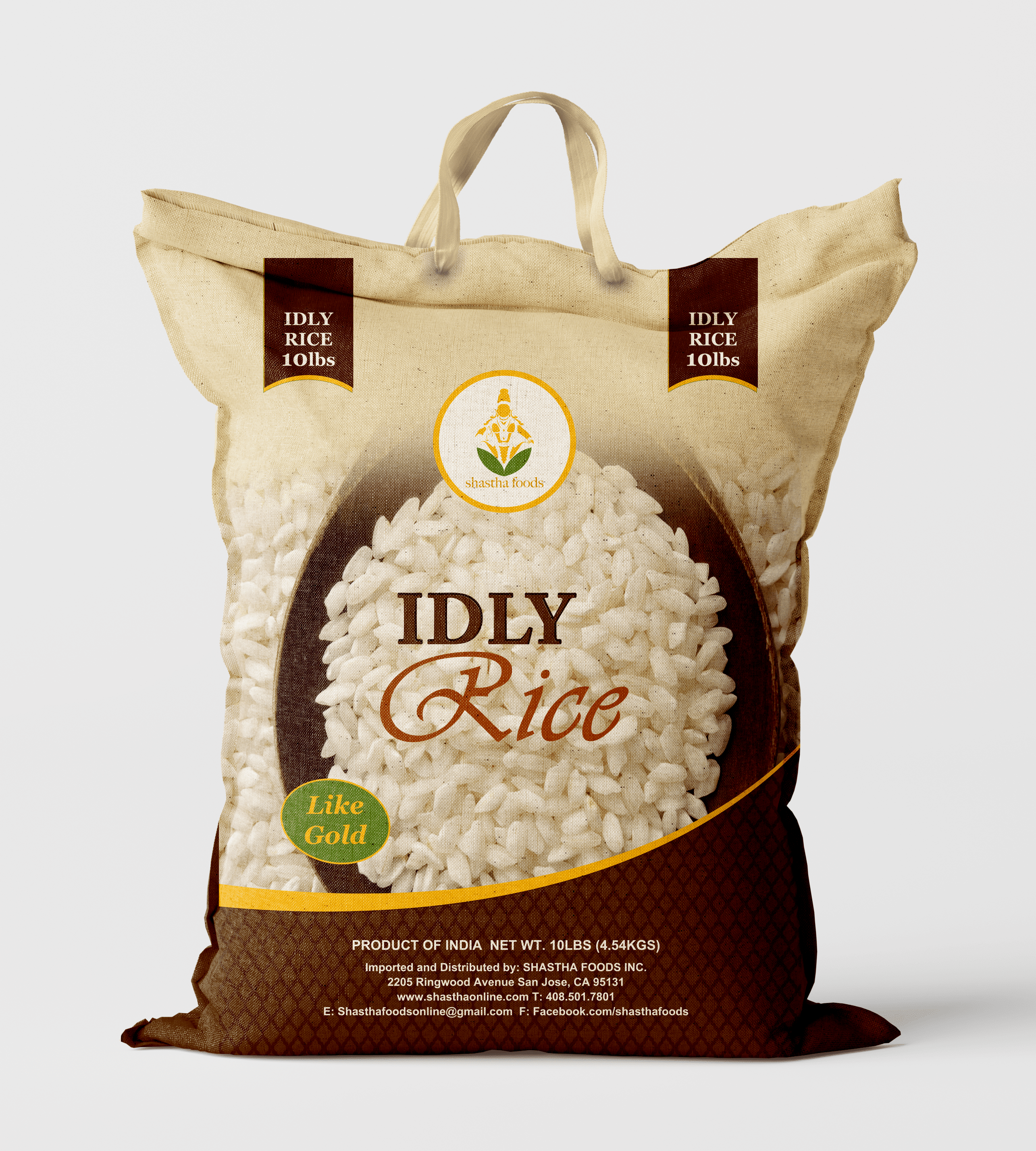 Shastha Foods Idly Rice ,Bag,(Pack of 2),Each 10lbs