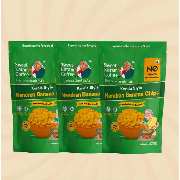 Shastha Foods SKC Nendran Banana Chips / Banana Chips - 120g , Pack of 3