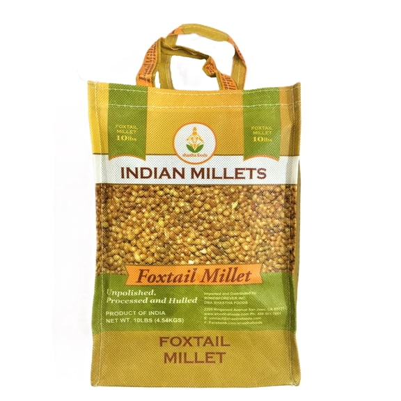 Shastha Foods Indian Foxtail Millet, Processed, Unpolished and Hulled, 10 lbs, ( pack of 1), Natural Flavor