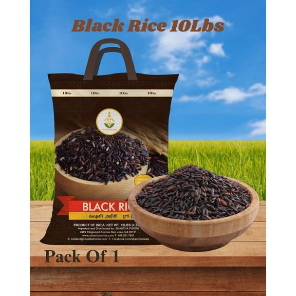 Shastha Heritage Kavuni Black Rice, 10 Lbs, pack of 1 Whole Grain, Gluten-Free & Vegan Antioxidant Rich