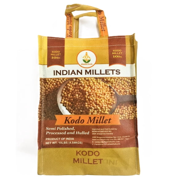 Shastha Kodo Millet, 10 lbs (pack of 1) Semi-Polished and Hulled Whole Grain, Naturally Gluten-Free