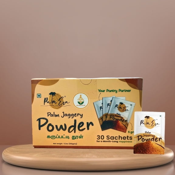 Shastha Palm Era Natural Jaggery Sugar Powder, 60 count, pack of 2