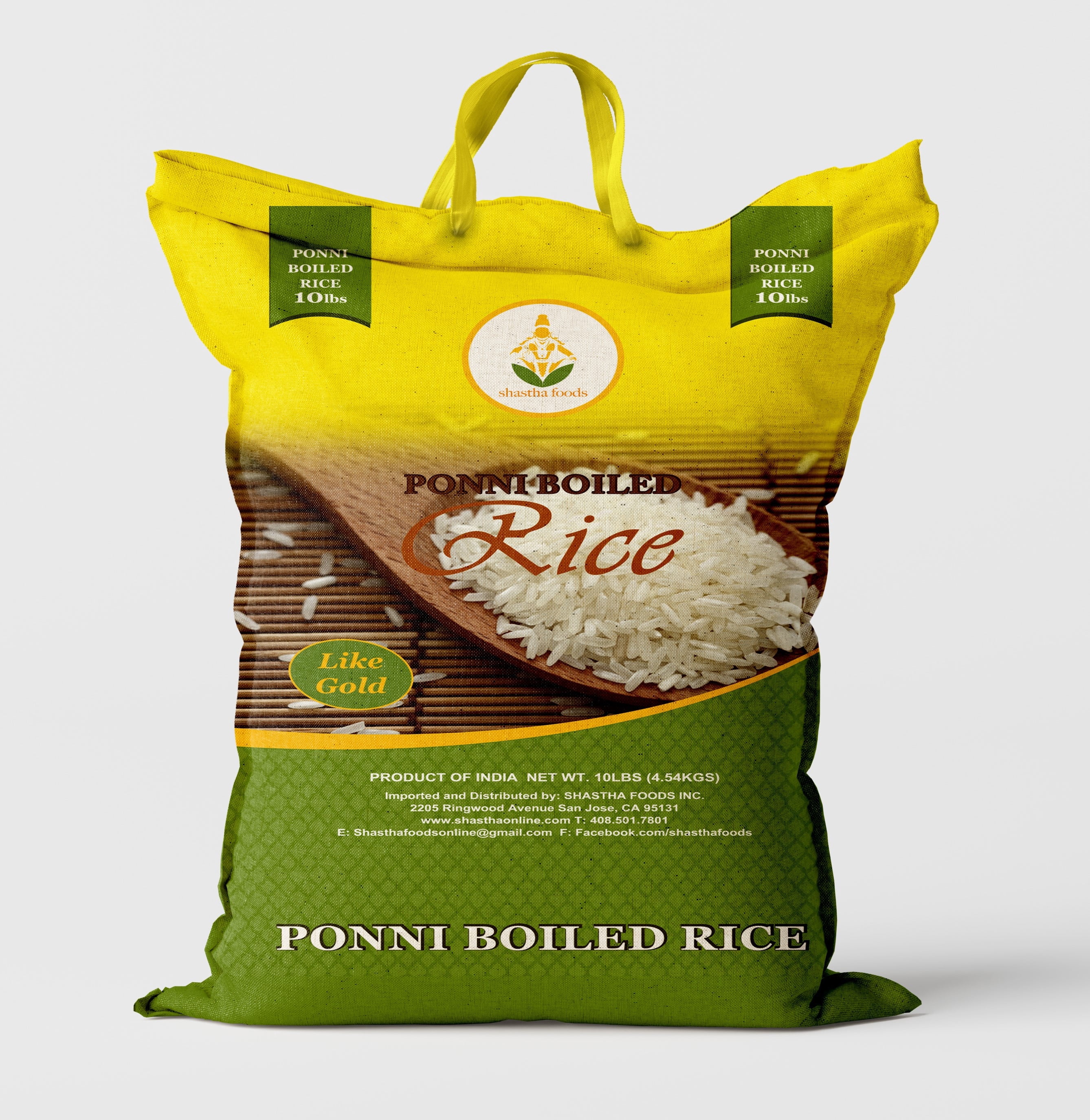 Shastha Ponni Boiled Rice, 10 lbs (pack of 1), Vegan