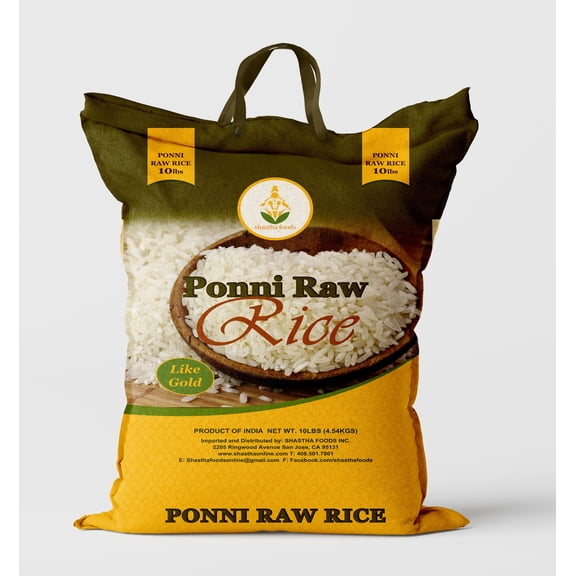 Shastha Ponni Raw Rice 20lbs (Pack of 1)