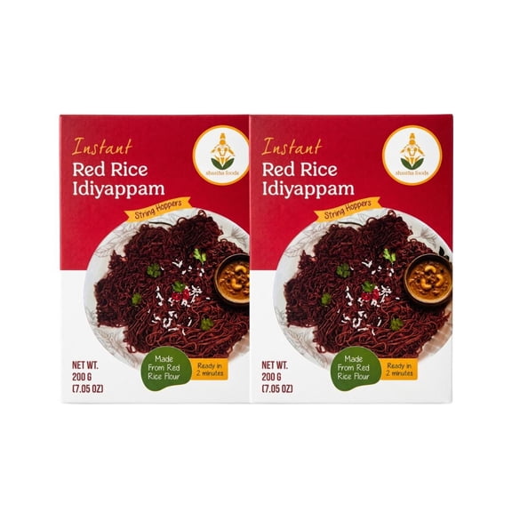 Shastha Foods Red Rice Idiyappam Specialty Flatbread, Soy-Free and Gluten-Free, 400g, pack of 2