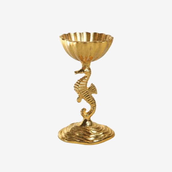 Shataj Decorative 1 Pot Sea Horse Dry Fruit Stand aluminum in gold finish