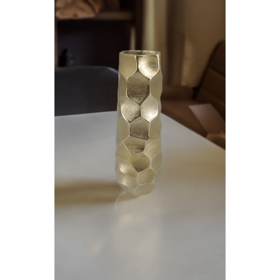 Shataj Decorative Aluminum Floor Vase - Cylinder Style with Hammered Texture