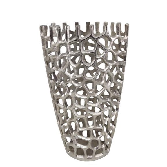 Shataj Decorative Aluminum Floor Vase - Netted Texture