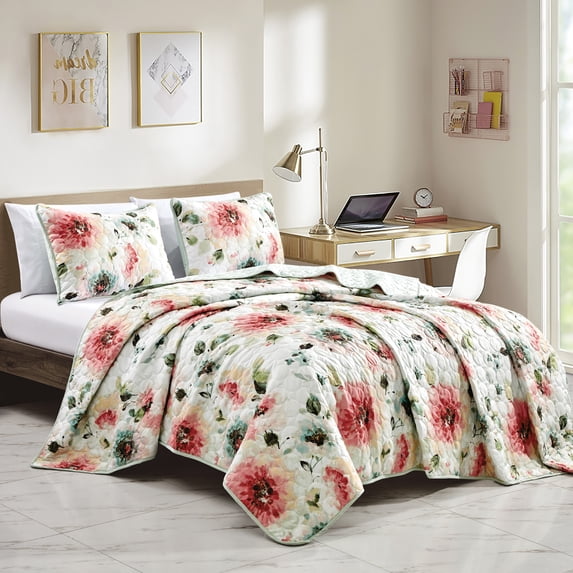 Shatex 3 Piece All Season Bedding Queen size Comforter Set, Ultra Soft Polyester Elegant Bedding Comforters——Lahja 3 piece bedspread