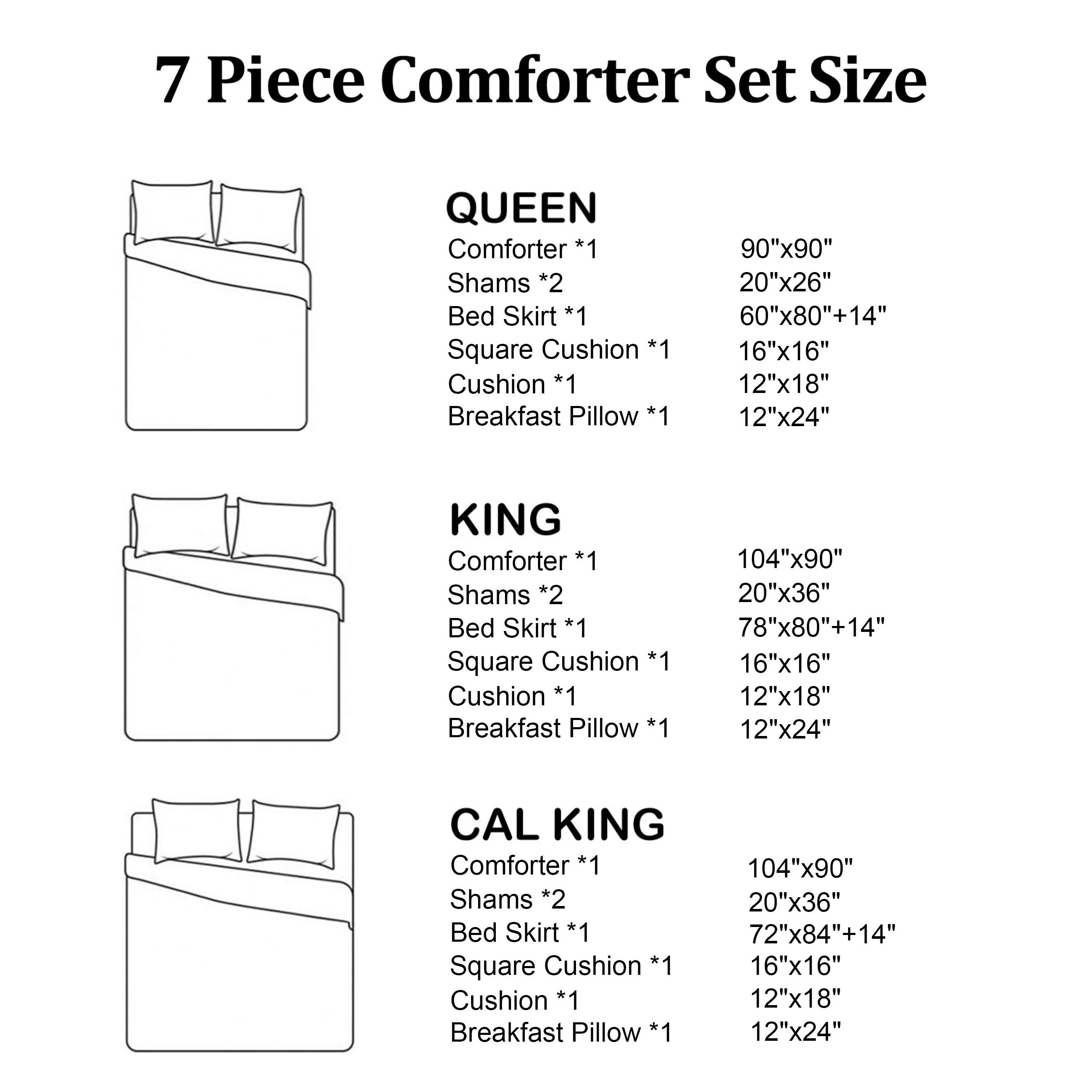 Shatex 7 Piece Polyester Bedding Comforter Sets Blue King