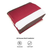 Shatex  Bed In A Bag - 7 Piece Luxury Microfiber Striped Bedding Comforter Set - Oversized Bedroom Comforters Red King