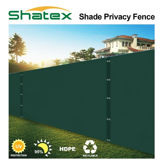 Shatex Privacy Shade Fence Screen- 6ftx12ft Heavy Duty Shade Mesh Fencing with Grommets and Zip Ties- Quick Installation for Garden Yard/Construction Site/Deck/Balcony Pool,Dark Green