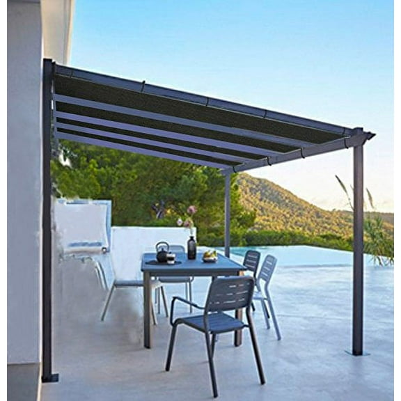 Shatex Shade Panel Block 90% of UV Rays with Ready-tie up Ribbon for Pergola/Greenhouses/Carport/Porch 12x16ft Black
