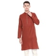 thumbnail image 1 of Shatranj Men's Indian Banded Collar Subtle Embroidered Placket Long Kurta Tunic; Rust; LG, 1 of 2