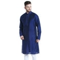 thumbnail image 1 of Shatranj Men's Indian Classic Collar Long Kurta Tunic with Embroidered Placket; Royal Blue, 1 of 5