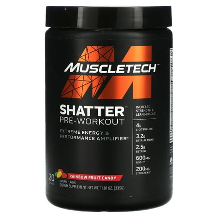 Shatter, Pre-Workout, Rainbow Fruit Candy, 11.81 oz (335 g), MuscleTech
