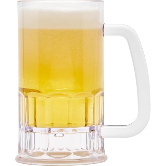 Shatter-Resistant Plastic Beer Mug / Stein, 16 Fluid Ounce, BPA Free (Pack of 12),Clear
