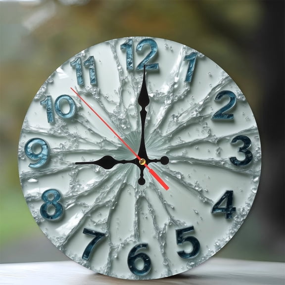 Shattered Glass Wall Clock 10-Inch Silent Wooden Wall Clock, Battery Operated (AA Batteries Not Included), Artistic Home Decor