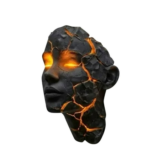 Shattered Mask Wall Lamp Art Atmosphere Light Hand-Sculpted Cracked Web Design Hollow Eyes Emit Soft Glow High-Density Craftsmanship Lightweight 450G Easy To Install