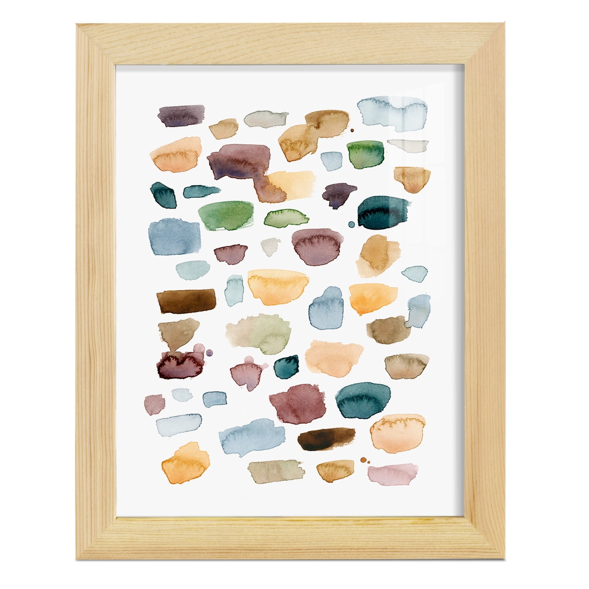 Shattered Segments I - Framed Print w/glass - Natural Wood
