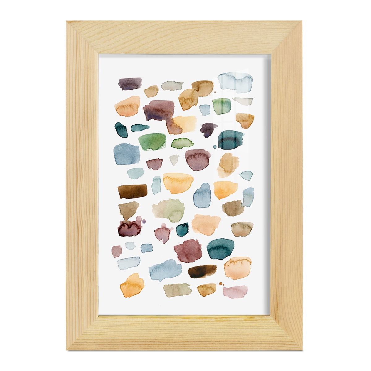 Shattered Segments I - Framed Print w/glass - Natural Wood