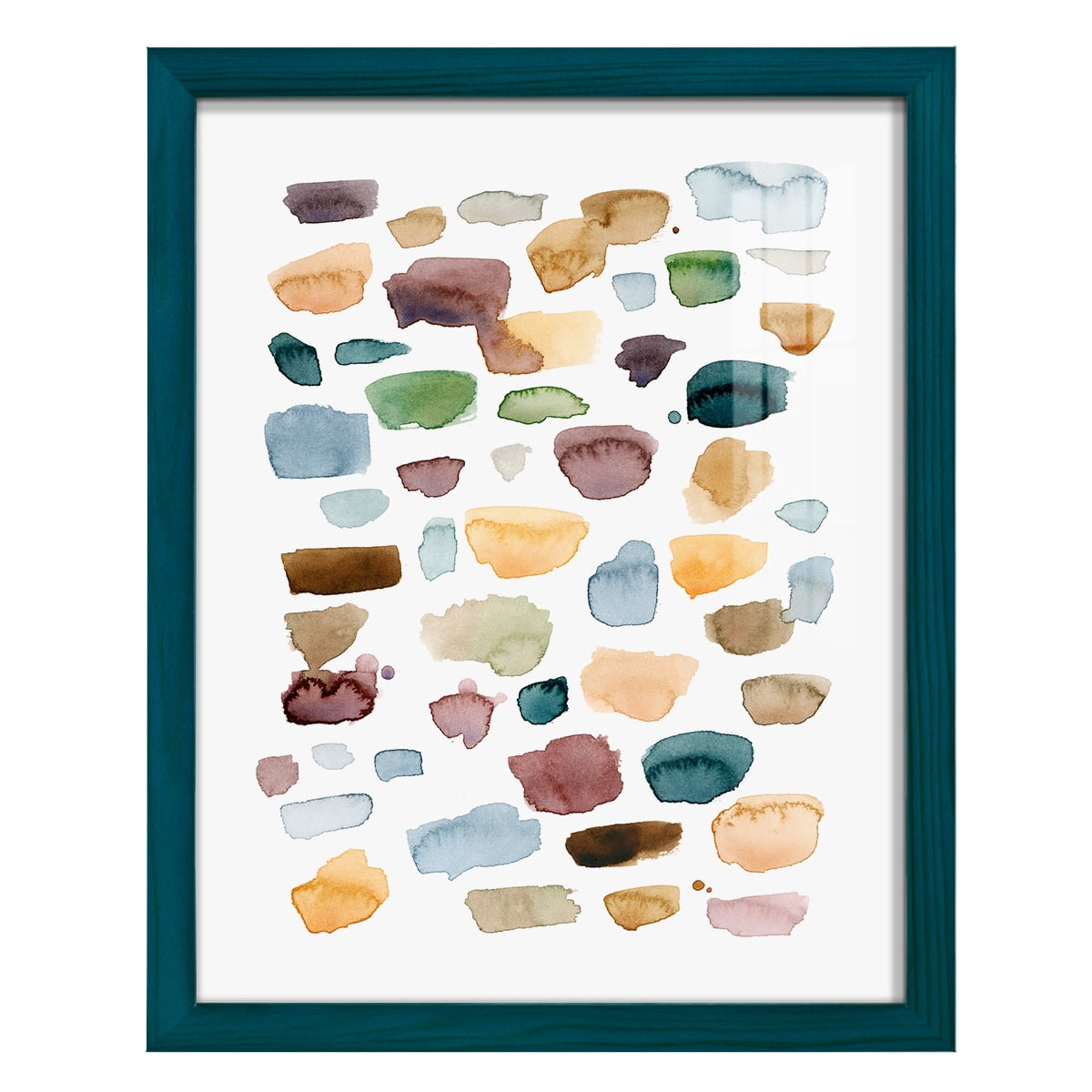 Shattered Segments I - Framed Print w/glass - Ocean Blue