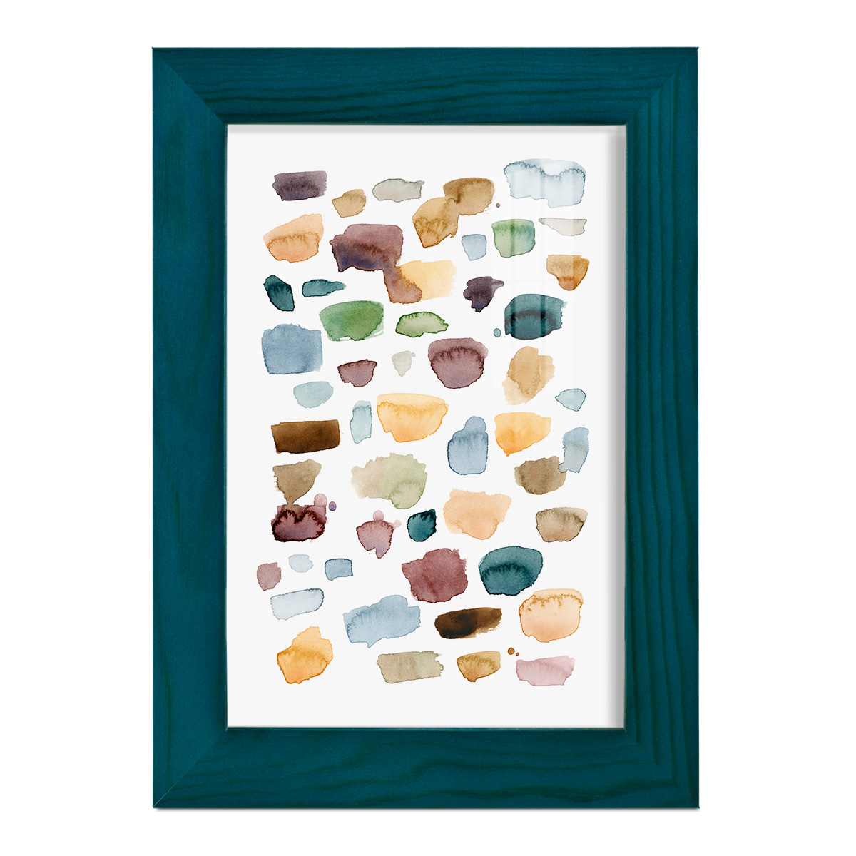 Shattered Segments I - Framed Print w/glass - Ocean Blue