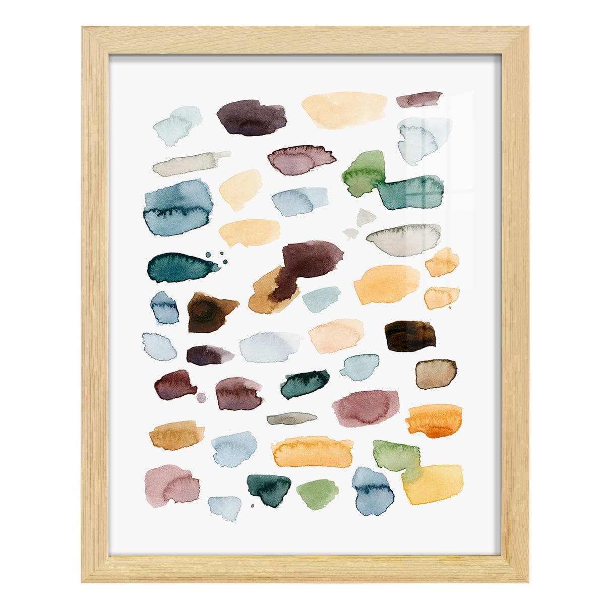 Shattered Segments II - Framed Print w/glass - Natural Wood