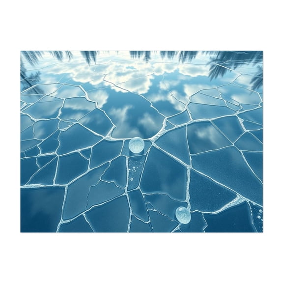 Shattered Sky Reflection - Digital Art Winter Nature Geometric Landscape Scenic Unframed Wall Art Print 5 x 7 inches