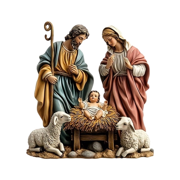 Shatterproof 2D Acrylic Nativity Scene Miniature Figurine Display Art Piece with Base For Home Desk Decors