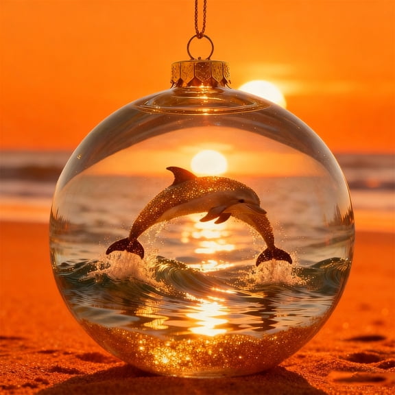Shatterproof Acrylic Christmas Ornament with 2D Turtle & Sparkling Gold Stars,Ocean-Themed Tree Decor,Perfect for Holiday Tree,Gift,or Home Decor